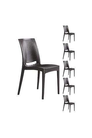 6 Adet Rattan Kahve Sandalye / Balkon-bahçe-teras Kahverengi