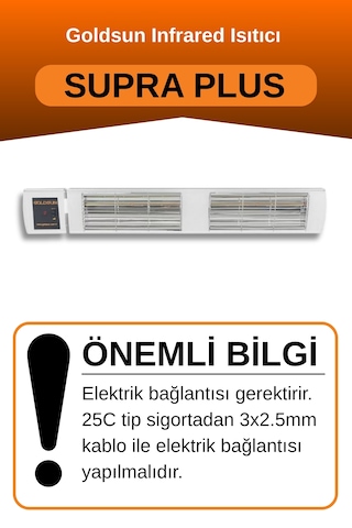 Supra Plus 4000 Watt Gss40p Kumandalı Suya Dayanıklı Elektrikli İnfrared Isıtıcı-beyaz