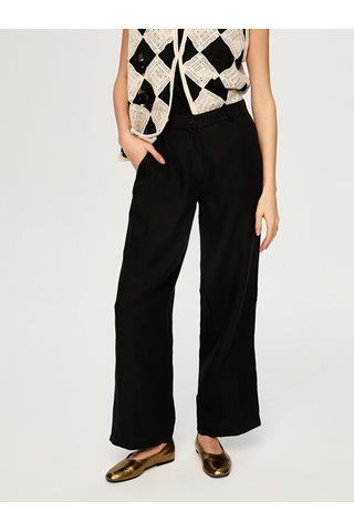 Faik Sönmez Wide Leg Fit %100 Keten Pantolon S26pnt010 Us26pnt01010 Siyah