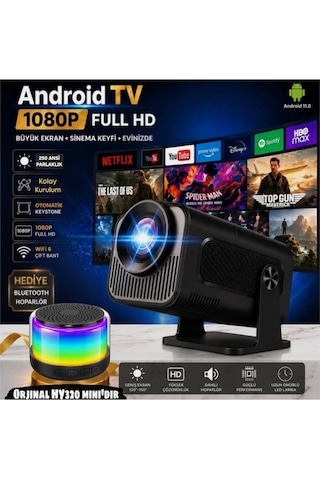 4k Full Hd 1080p Taşınabilir Projektör Hoparlör Hediyeli 270 Döner Tasarım, Wifi 6 & Bluetooth 5.2, Otomatik Düzeltme, Hdmı & Usb Girişli