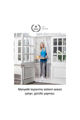 Dayanıklı Mıknatıslı Kapı Sinekliği 60x210 Cm Tül Haşere Böcek Sivrisinek Geçirmez Manyetik Beyaz