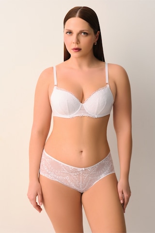 Suwen Lace Deluxe Yüksel Bel Dantelli Slip Külot Sw4055101 Beyaz