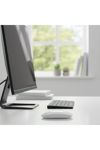 Ergonomik Beyaz Kablosuz Mouse Usb Alıcılı Ofis Ve Oyun İçin Standart