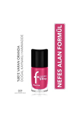 Flormar Good Vibes Yüksek Pigmentli & Parlak Bitişli Nefes Alabilen Oje 009 Landof Exotic Fruits