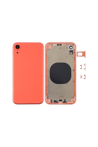 Cbtx Kamera Lensli Ve Sım Kart Tepsisi Ve Apple Uyumlu iPhone Xr Mercan İçin Yan Anahtarlarla Arka Gövde Kapağı