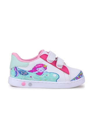 Kiko Kids Mermaid Cırtlı Işıklı Kız Bebek Spor Ayakkabı Beyaz