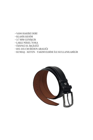 Süzer Deri %100 Hakiki Deri Düz Model 4 Cm. Tokalı Klasik Erkek Kemer Siyah