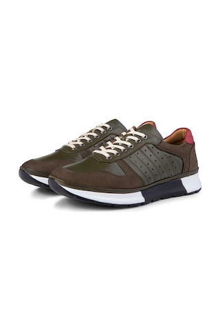 Ducavelli High Hakiki Deri Erkek Sneaker Ayakkabı, Low Top Sneaker, Hakiki Deri Sneaker Haki