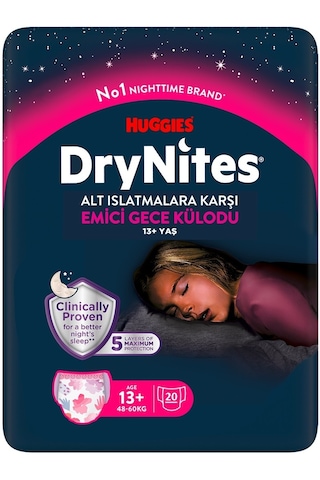 Drynites Emici Gece/külot Bez Kız 13+ Yaş 48-60kg Xl 120 Adet XL 6'lı