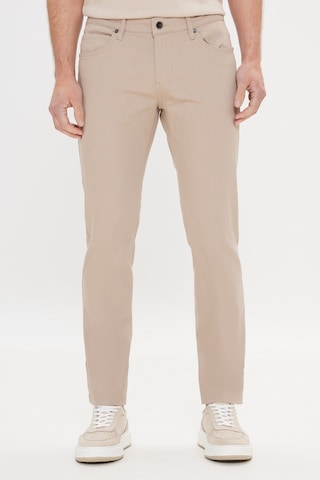 AC&Co / Altınyıldız Classics 360 Derece Her Yöne Esneyen Slim Fit Dar Kesim Diyagonal Desenli Erkek Pantolon Taş
