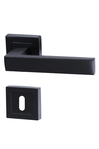 Kare Rozetli Kapı Kolu Oda Siyah/40mm Sessiz Oda Kapı Kilidi Siya