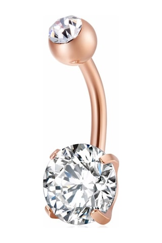 Chavin Beyaz Taşlı Rose Çelik Göbek Piercing Dt91Rs Beyaz