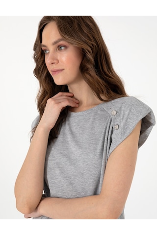 Pierre Cardin Kadın Gri Melanj Tişört 50301482-vr086 Gri Melanj