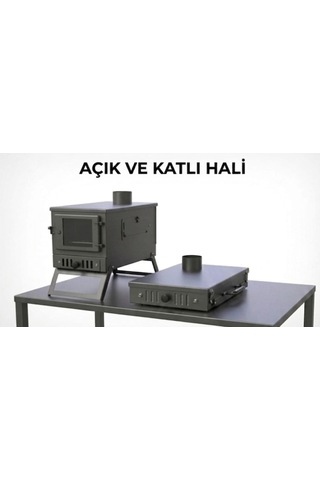 Katlanır 2MM Çelikten KUZİNELİ Çift Tarafı Camlı Kül Hazneli Kamp Sobası. Çantalı Soba - Katlanır 2MM Çelikten KUZİNELİ Çift Tarafı Camlı Kül Hazneli Kamp Sobası. Çantalı Soba