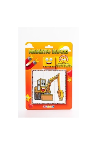 Blok Çift Taraflı 9 Parçalı Mıknatıslı Kepçe - Forklift Puzzle - 2 Görsel Yapboz Diğer