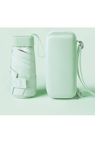 Yystore Kadın Mini Güneş Şemsiyesi + Taşıma Kutusu Lml6848 Yeşil