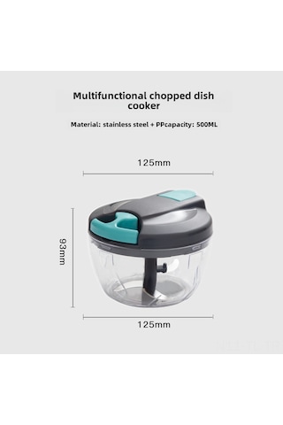 Hombey Manuel Sarımsak Dilimleyici - 500ml Gri 3 Bıçaklı, Zencefil Ve Soğan Hızlı Kırıcı, Dayanıklı Malzeme İle Mutfak Aleti Gri