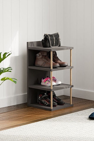 Çok Amaçlı 4 Raflı Ayakkabılık, Banyo, Mutfak Düzenleyici Organizer Antrasit Gri Antrasit - Gri
