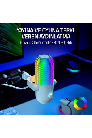 Seiren V3 Chroma - Rgb Usb Mikrofon - Tap-to-mute Özellikli Süperkardioid Kondenser Mikrofon Reaktif Aydınlatma, Dij Diğer