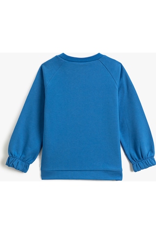 Koton Doğa Temalı Baskılı Sweatshirt Bisiklet Yaka Manşetleri Lastikli Saks 3wmb10350tk 3WMB10350TK968 Saks Mavi