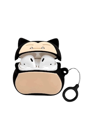 E2M Airpods 1-2 Uyumlu Kılıf Snorlax Siyah