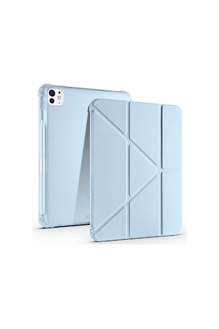 Apple Uyumlu iPad Pro 11 2025 M5 Kılıf Mkst Tri Folding Kalem Bölmeli Standlı Kılıf - Gold Tablet Kılıfı
