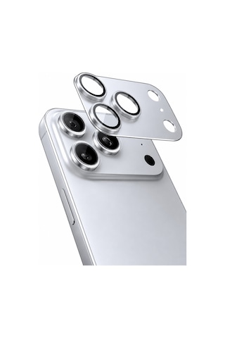 iPhone Uyumlu 17 Pro Max Kamera Koruyucu+ Ekran Koruyucu- Beyaz