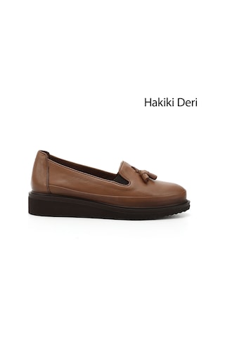 Gönderi(R) Gönderi R Taba Antik Dolgu Taban Püsküllü Hakiki Deri Ayakkabı Taba
