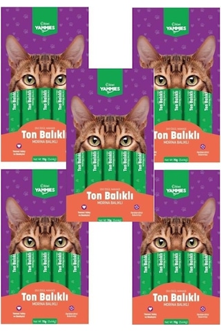 Kiwi Yammies Ton Balıklı Morina Balıklı Sıvı Kedi Ödül Maması 5 Paket