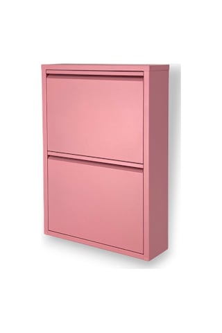 Gowoll 2 Raflı Metal Ayakkabılık Pembe Ayakkabı Rafı Metal Ayakkabı Dolabı