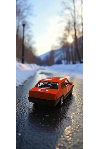 Nostaljik Metal Çek Bırak Türk Bayraklı Kırmızı Tofaş Şahin Araba Kapılar Açılır Diğer