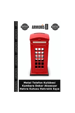 Metal Telefon Kulübesi Kumbara Dekor Aksesuar Hatıra Hatıralık Eşya