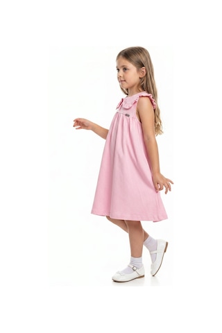 Toontoy Kids Toontoy Kız Çocuk Regular Fit Bebe Yaka Düğmeli Kısa Kollu Elbise 25049 Pembe
