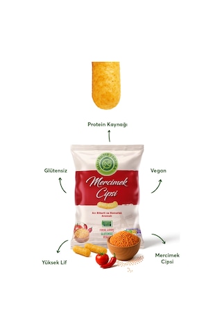Glütensiz Fabrika Vegan Acı Biberli Ve Domates Aromalı Mercimek Cipsi 60 G 3 Adet
