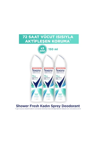 Kadın Sprey Deodorant Shower Fresh 72 Saat Kesintisiz Üstün Koruma 150 Mlx3