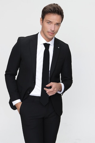 Morven Erkek Basic Düz Slim Fit 3lü Takım Elbise Slim Fit - 542408291 - Siyah