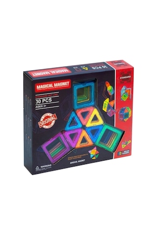 Magical Magnet , Mıknatıslı, Manyetik 3 Boyutlu , Yapı Ve Tasarım Lego Eğitim Seti, 30 Parça