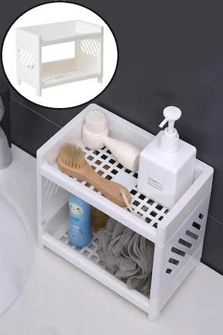Bayev Venedik 2 Katlı Plastik Banyo Rafı - Banyo Organizeri Beyaz