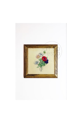 Artavessa Masif Ahşap Çerçeveli Taş Tablo Pano 26 x 26 cm - Bahar ve Çiçek 5