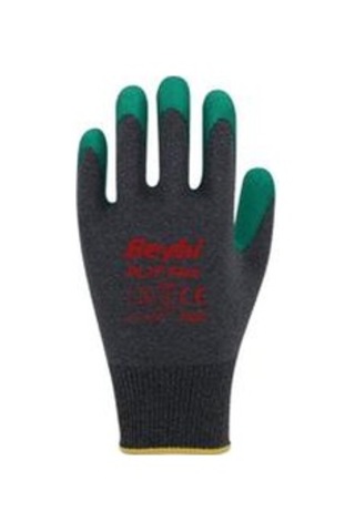 Beybi Pl-17 Flex 10 Beden Gri-yeşil Polyesyter Likralı İpten Örülmüş Lateks Kaplı 12li Paket 3131x