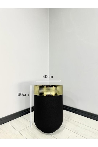 Elegant Dekoratif Gold Darbuka Siyah Saksı 60cm
