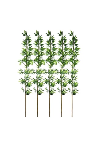 5li Set Yapay Bambu Sopası 20 Yapraklı 190cm Yapay Çiçek Bambu Duvarı Separatör Çiçeği Yapay Çiçek