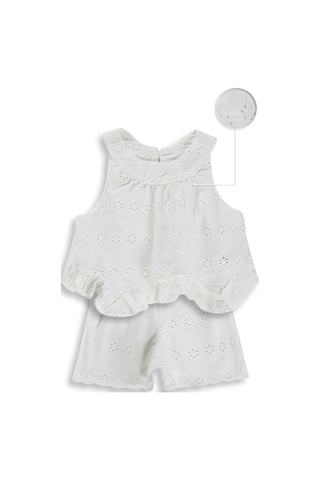 Civil Baby Brodeli Şortlu 6-18 Ay Takım - Kırık Beyaz