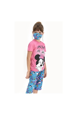 Minnie Mouse Lisanslı Check Me Out Pembe Kız Çocuk Kapri Takımı