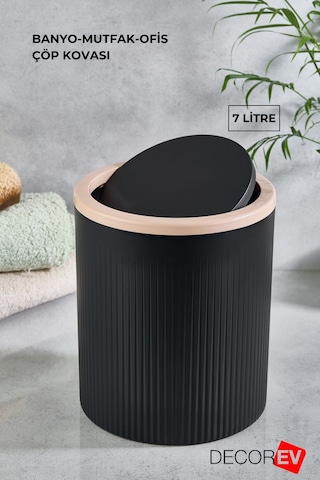 Decorev 5'li Banyo Seti Siyah Tuvalet Kova Wc Set Siyah