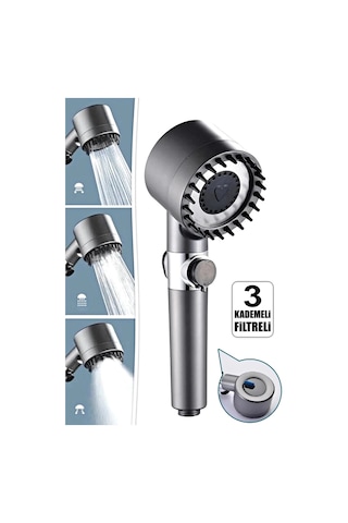 Tilbe Home 3 Fonksiyonlu Banyo Duş Başlığı Turbo Yüksek Basınçlı Masaj Duş Başlığı Çok Renkli