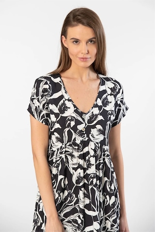 Türen 3602 Kadın Kısa Kollu Dokuma Kloş Elbise-siyah Siyah