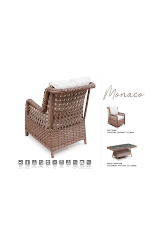 Diesse Home Monaco Rattan Kahverengi Bahçe Mobilyası Gri