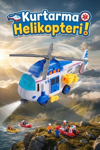 Sesli Ve Işıklı Kurtarma Helikopteri - Pervaneli Eğitici Oyuncak Helikopter 21 Cm