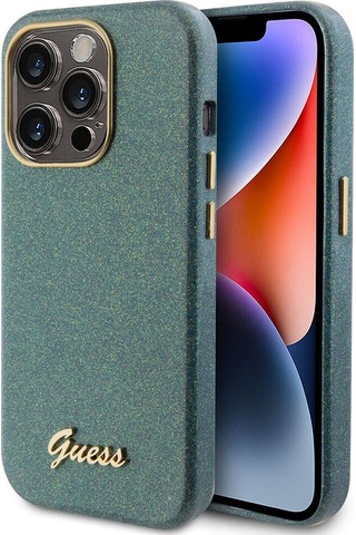 Apple Uyumlu iPhone 15 Pro Max Kılıf Guess Lisanslı Yazı Logolu Glitter Glossy Script Kapak Lila
